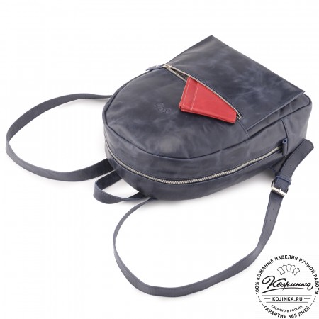 Женский кожаный рюкзак "Джессика" (синий антик)